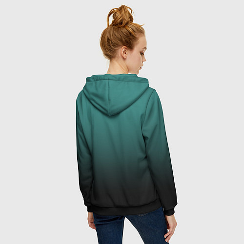 Женская толстовка на молнии Анахайм Дакс - зеленый градиент / 3D-Черный – фото 4