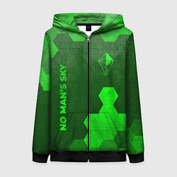 Женская толстовка на молнии No Mans Sky - green gradient вертикально