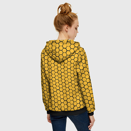 Женская толстовка на молнии Бостон Брюинз - желтые соты / 3D-Черный – фото 4