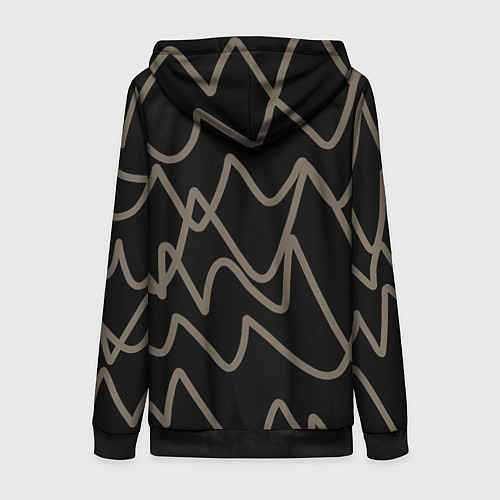 Женская толстовка на молнии Кривые рукописные линии чёрно-коричневый / 3D-Черный – фото 2