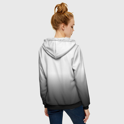 Женская толстовка на молнии Из белого в чёрный градиент с точками / 3D-Черный – фото 4