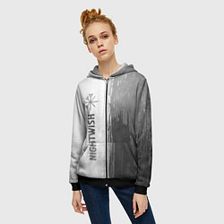 Толстовка на молнии женская Nightwish - white gradient по-вертикали, цвет: 3D-черный — фото 2