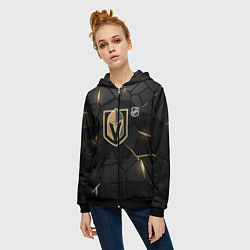 Толстовка на молнии женская Вегас Голден Найтс - НХЛ хоккей, цвет: 3D-черный — фото 2