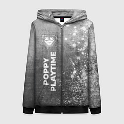 Женская толстовка на молнии Poppy Playtime - grey gradient по-вертикали
