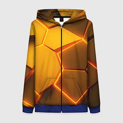 Толстовка на молнии женская Желтые неоновые соты - текстура, цвет: 3D-синий