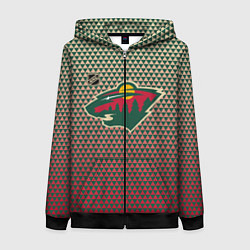 Толстовка на молнии женская Миннесота Уайлд - геометрический градиент, цвет: 3D-черный