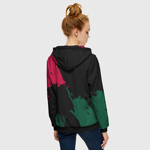 Женская толстовка на молнии Миннесота Уайлд - брызги краски / 3D-Черный – фото 4