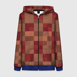 Толстовка на молнии женская Бордовые пиксели, цвет: 3D-синий