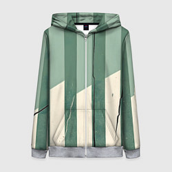 Толстовка на молнии женская Зеленые полосы, цвет: 3D-меланж