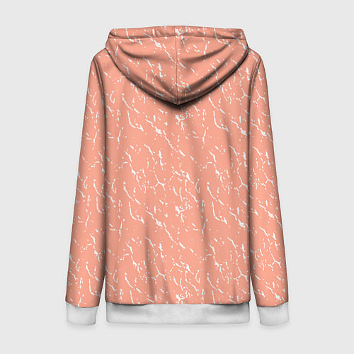 Женская толстовка на молнии Нежный персиковый текстурный однотонный / 3D-Белый – фото 2