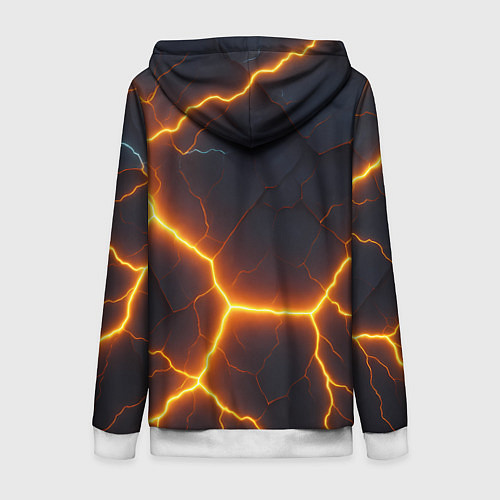 Женская толстовка на молнии Молнии и черные объемные плиты / 3D-Белый – фото 2