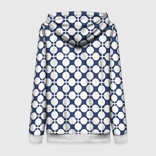 Женская толстовка на молнии Серо-белый узор в клетку и горох ретро / 3D-Белый – фото 2