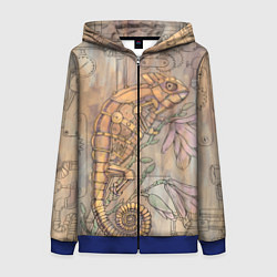Женская толстовка на молнии Стимпанк механический киберхамелеон
