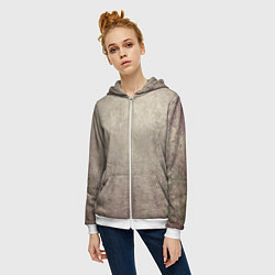 Толстовка на молнии женская Абстракция - grey pink wall, цвет: 3D-белый — фото 2