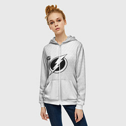 Толстовка на молнии женская Тампа Бэй Лайтнинг - белые треугольники, цвет: 3D-белый — фото 2
