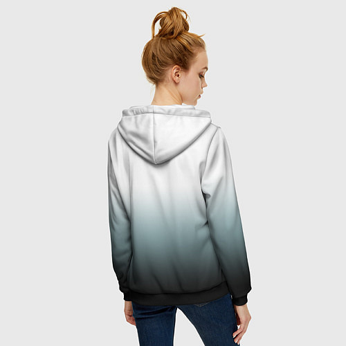 Женская толстовка на молнии Градиент с надписью на японском - здоровье и деньг / 3D-Черный – фото 4