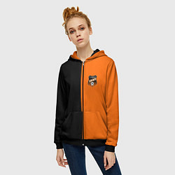 Толстовка на молнии женская ФК Урал - два цвета, цвет: 3D-черный — фото 2