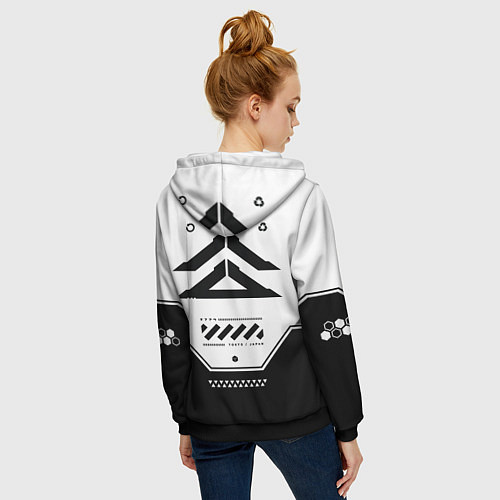 Женская толстовка на молнии Кибер текстура - черно белая / 3D-Черный – фото 4
