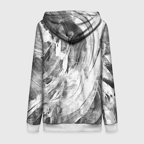 Женская толстовка на молнии Абстракция - grey and white swirls / 3D-Белый – фото 2