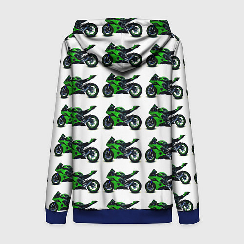 Женская толстовка на молнии Motorbike green / 3D-Синий – фото 2