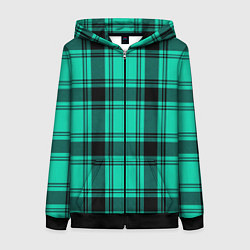 Толстовка на молнии женская Checkered turquoise, цвет: 3D-черный