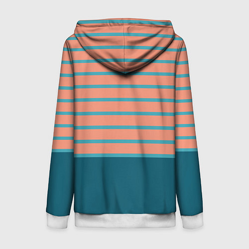 Женская толстовка на молнии Полосатый мандариновый морской рассвет / 3D-Белый – фото 2