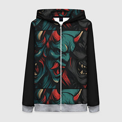 Женская толстовка на молнии Демоны Они - нейроарт