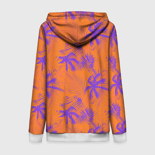 Женская толстовка на молнии Palm orange / 3D-Белый – фото 2