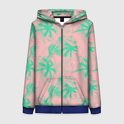 Женская толстовка на молнии Palm turquoise pink