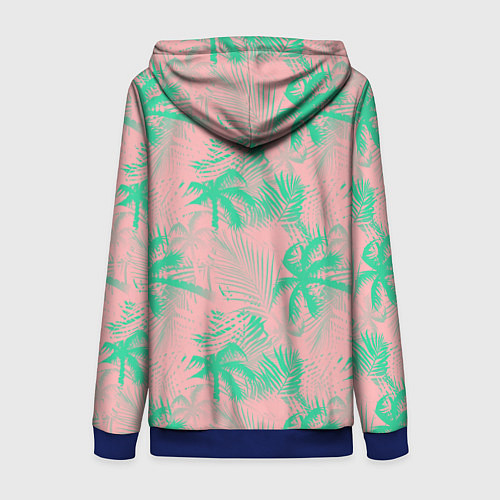 Женская толстовка на молнии Palm turquoise pink / 3D-Синий – фото 2