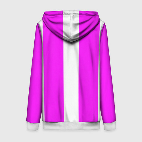 Женская толстовка на молнии Color white pink line / 3D-Белый – фото 2