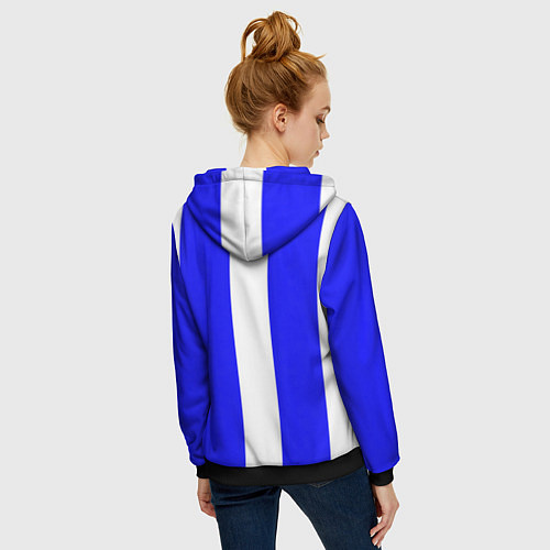 Женская толстовка на молнии Color white blue line / 3D-Черный – фото 4