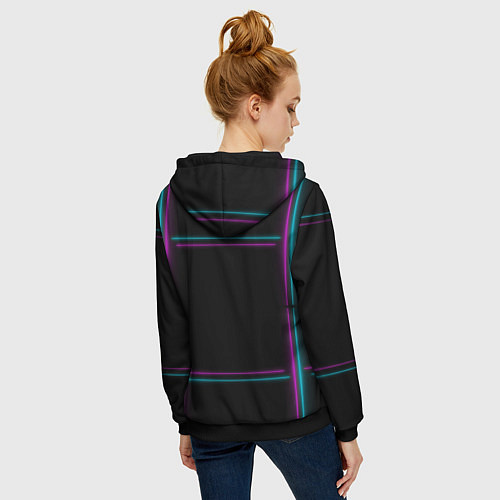 Женская толстовка на молнии Neon pink light blue / 3D-Черный – фото 4