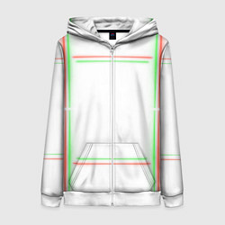 Толстовка на молнии женская Neon light green red, цвет: 3D-белый
