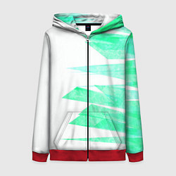 Толстовка на молнии женская Color white light blue strip, цвет: 3D-красный