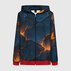 Женская толстовка на молнии Разлом плит с огнем