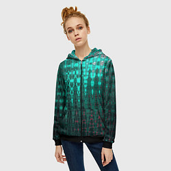 Толстовка на молнии женская Нефритовый зелёный абстракция, цвет: 3D-черный — фото 2