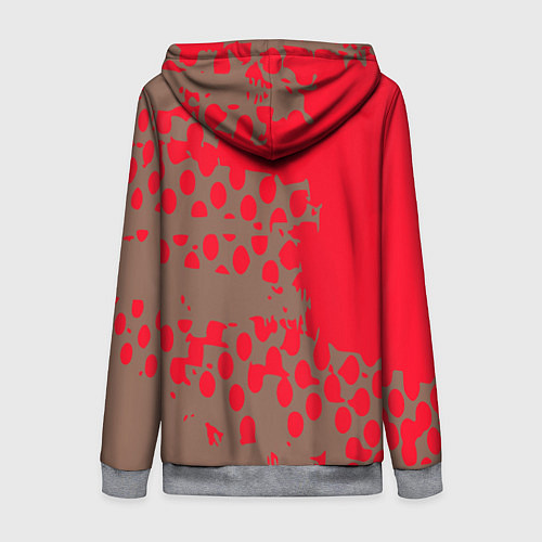 Женская толстовка на молнии Абстрактные алые пятна на цвете какао / 3D-Меланж – фото 2