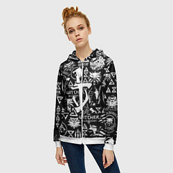 Толстовка на молнии женская Doom логотипы ведьмак, цвет: 3D-белый — фото 2