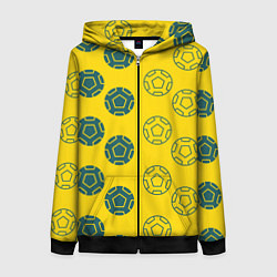 Толстовка на молнии женская Ряды из спортивных мячей, цвет: 3D-черный