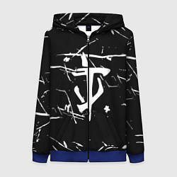 Толстовка на молнии женская Doom logo штрихи, цвет: 3D-синий