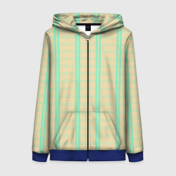 Толстовка на молнии женская Color beige cage blue stripes, цвет: 3D-синий