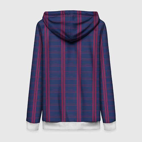 Женская толстовка на молнии Color blue cage pink stripes / 3D-Белый – фото 2