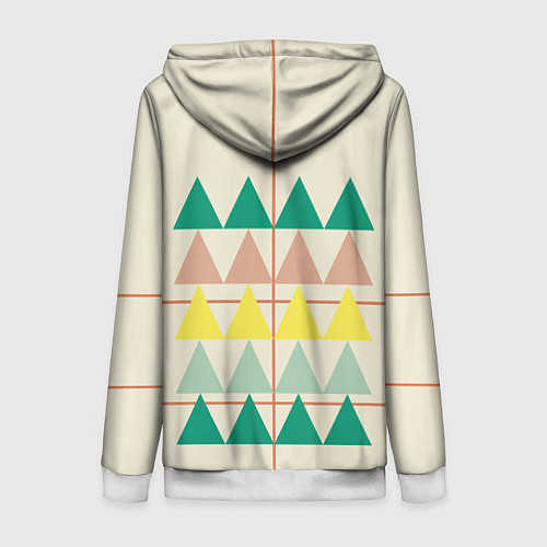 Женская толстовка на молнии Абстрактный лес - треугольники на светлом / 3D-Белый – фото 2