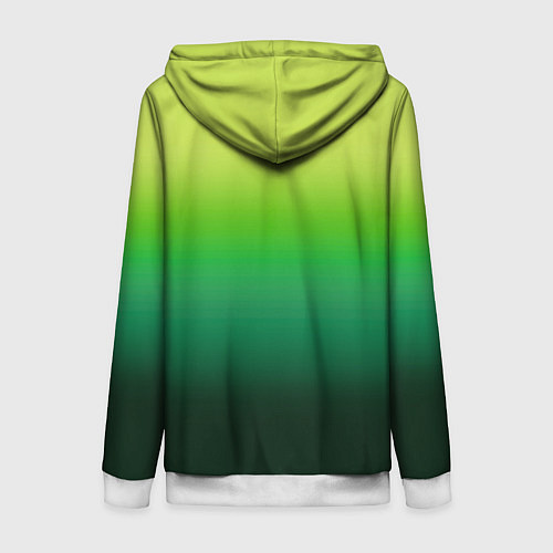 Женская толстовка на молнии Градиент укропное зеленое омбре / 3D-Белый – фото 2