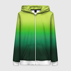 Толстовка на молнии женская Градиент укропное зеленое омбре, цвет: 3D-белый