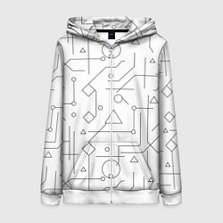 Женская толстовка на молнии Техно-Геометрия на белое