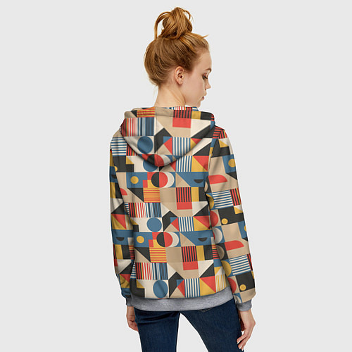 Женская толстовка на молнии Ритмы Баухауса / 3D-Меланж – фото 4