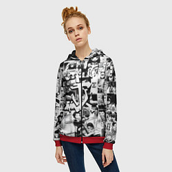 Толстовка на молнии женская Doom anime black, цвет: 3D-красный — фото 2