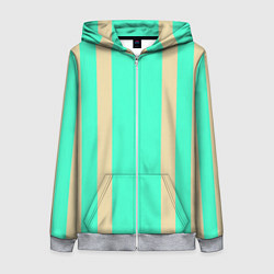 Толстовка на молнии женская Color blue beige stripes, цвет: 3D-меланж
